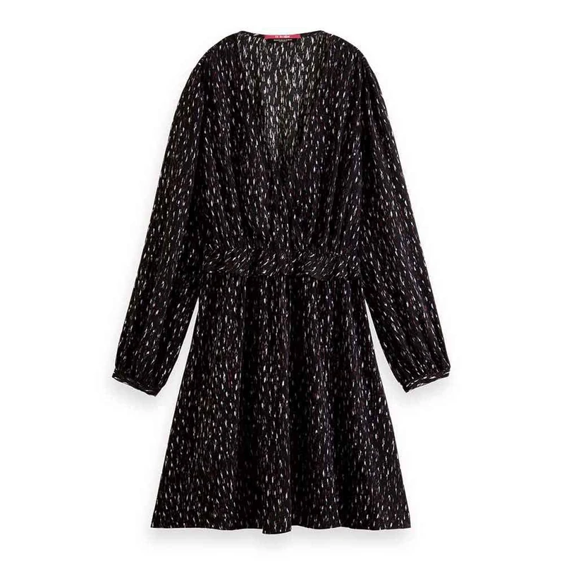 Scotch & Soda Maison Women's Wrapped Short Casual Dress, Ikat Rain 5458, 42, Ikat Rain 5458, 16