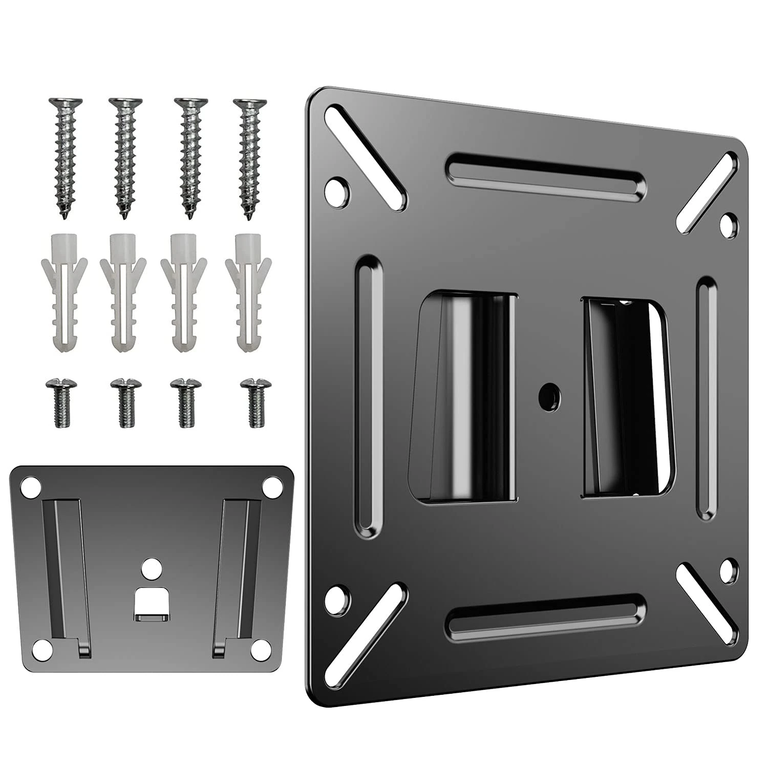 JXMTSPW Monitor Wall Mount Most 14-24“ TVs Computer Universal Low Profile RV TV Wall Mount VESA Up to 100x100mm Max Weight 30lbs Fits 15 19 20 22 23 Inch Camper Small Monitor Mount Bracket