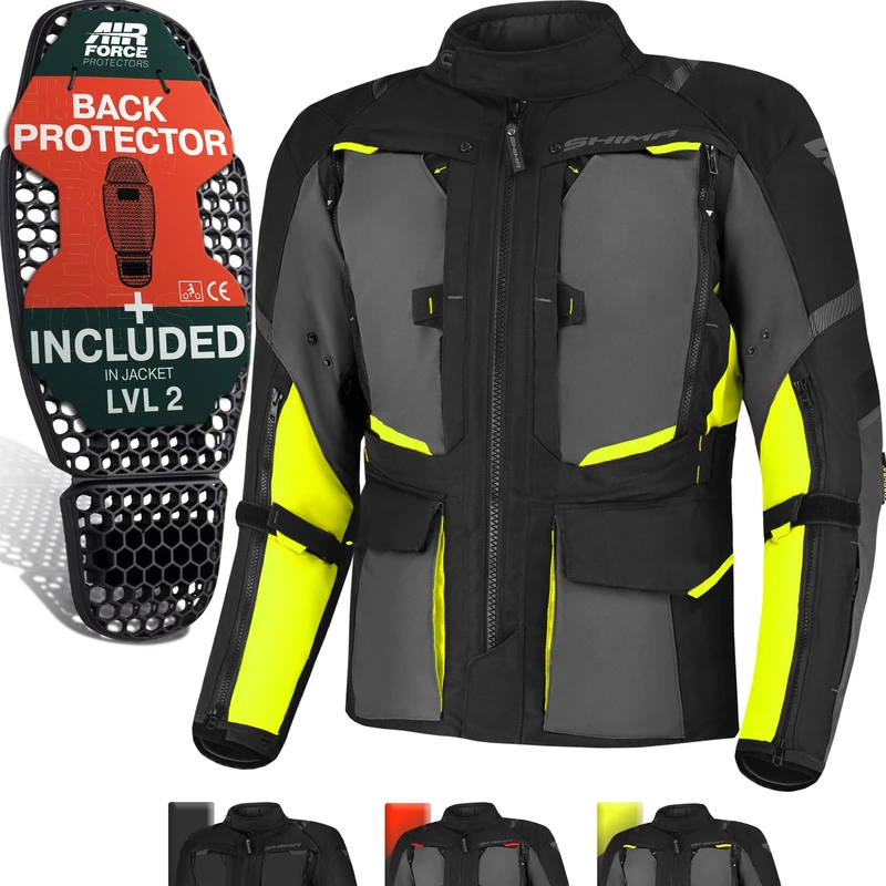 SHIMA HERO 2.0 Motorbike Jacket for Men All Season Adventure Cordura Mens Touring Jacket with Waterproof Membrane Heating Layer CE Armor Pads Width Adjustment (Fluo, S)
