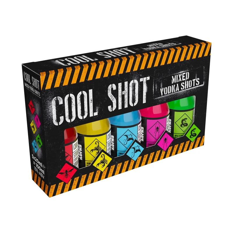 Cool Shots Mixed Vodka Shots 5x20ml | Strawberry, Tropical, Blue Original, Berry Burst, Apple | Perfect for Christmas, Stocking Fillers, Gifts, Parties and Celebrations