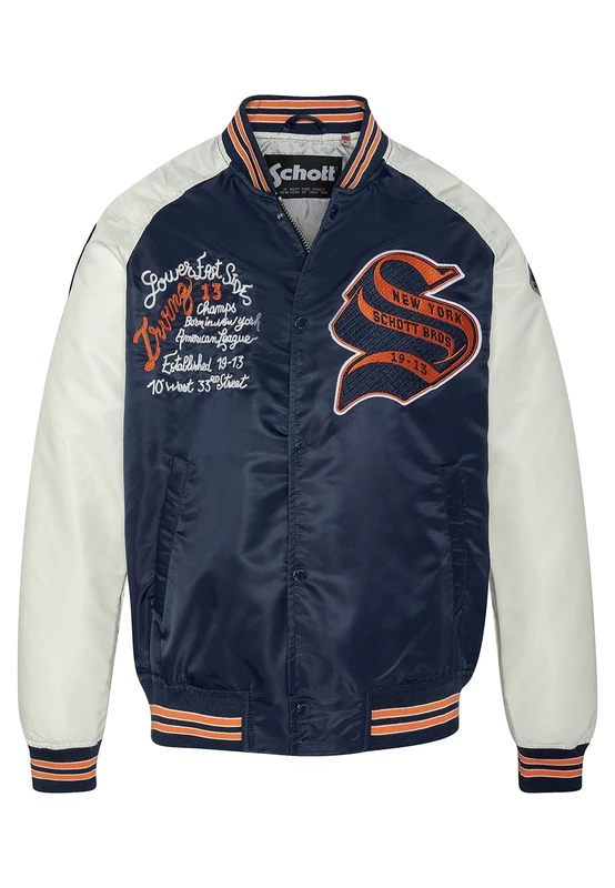 SCHOTT NYC Men's PRINCETON2 Jacket, Midnight/Off White, M