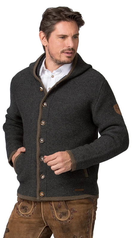 Stockerpoint Men's Alex Cardigan, Charcoal, 42 - Image 1
