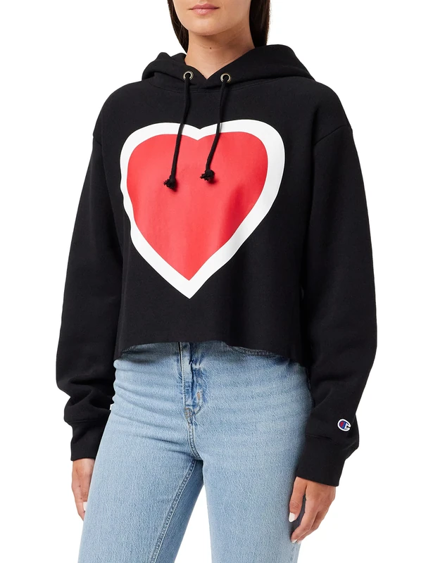 Champion Women's Reverse Weave Cropped Cut-Off Hoodie Black, M - Image 1