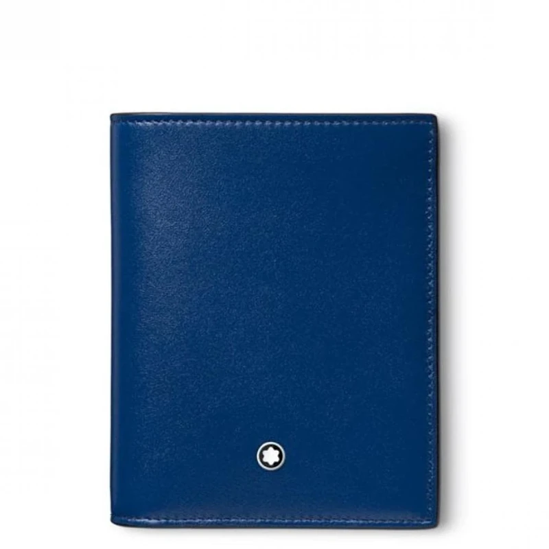 Montblanc Meisterstück 129678 Compact Wallet 6 cc Made of Leather in Blue 11 cm x 9 cm x 1 cm, blue, Classic