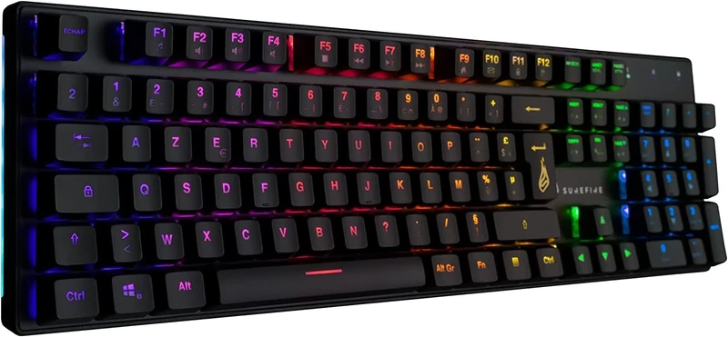 SureFire Kingpin M2 Mechanical Gaming Keyboard French, Gaming Multimedia Keyboard Full Size, RGB Keyboard with Lighting, 100% Anti-Ghosting Keys, French Layout AZERTY