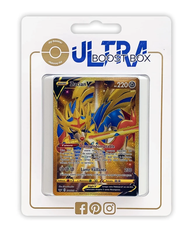Zacian V 211/202 Shiny Gold - Ultraboost X Epée et Bouclier 1 - Box of 10 Pokemon French cards - Image 1