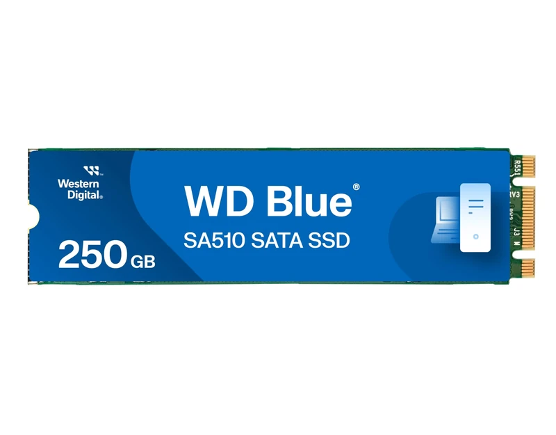 WD Blue SA510 250GB M.2, SATA SSD, up to 555 MB/s, Includes Acronis True Image for Western Digital, Disk & Cloning Migration, Flexible backup & recovery, ransomware protection