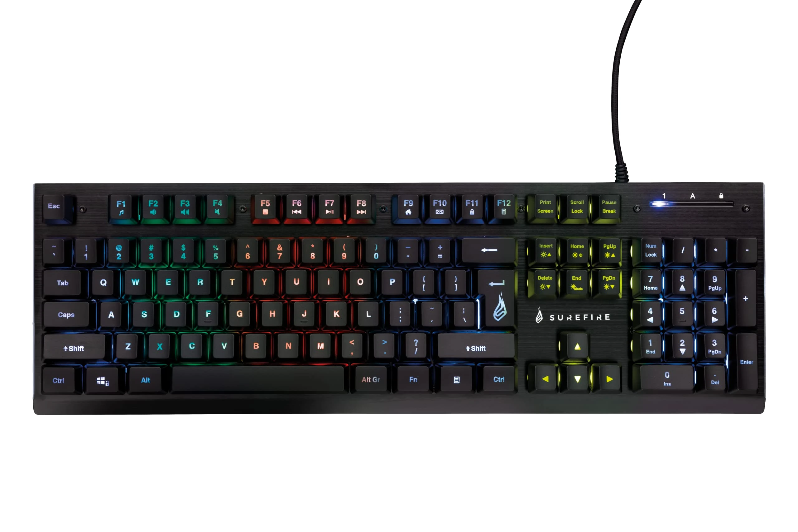 SureFire Kingpin X2 Gaming Keyboard US English, Gaming Multimedia Keyboard with Lighting, RGB Keyboard with Aluminium Faceplate, 25 Anti-Ghosting Keys, American Layout QWERTY