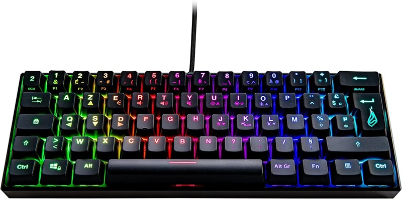 SUREFIRE Kingpin M1 60% Mechanical Gaming Keyboard French, Gaming Keyboard Small & Mobile, RGB Keyboard with Lighting, 100% Anti-Ghosting Keys, French Layout AZERTY