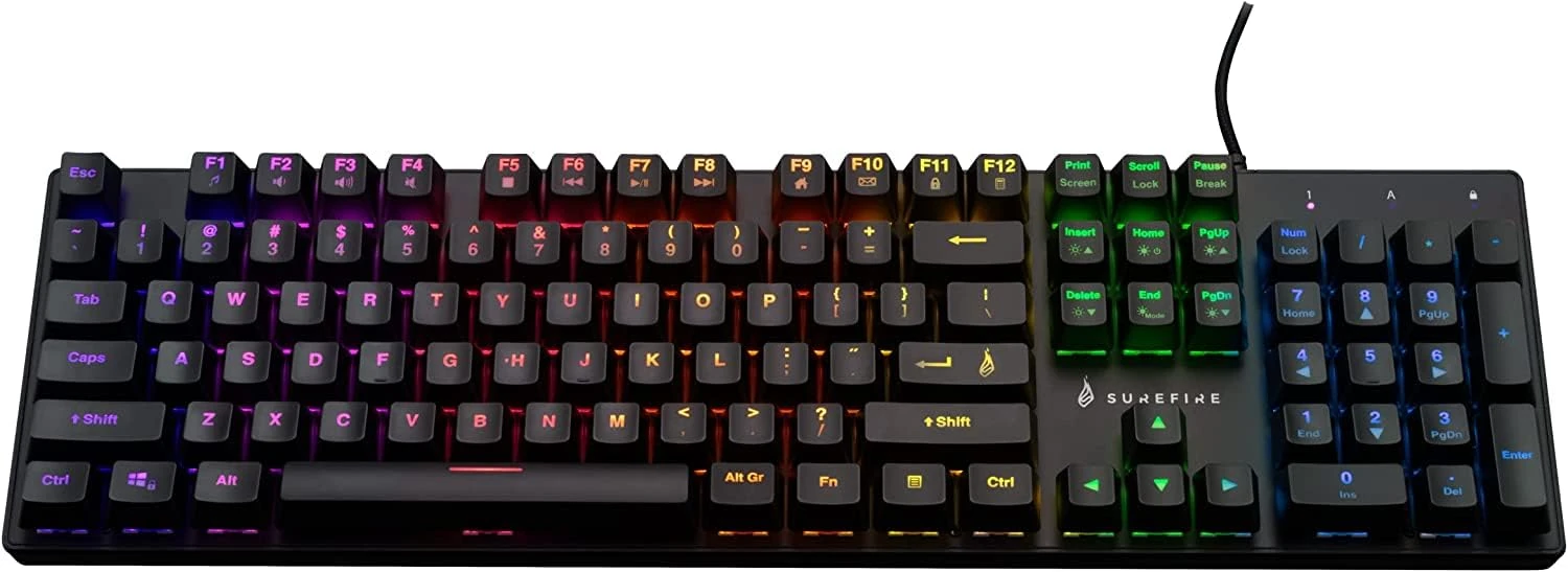 Surefire Kingpin M2 Mechanical Gaming Keyboard English, Gaming Multimedia Keyboard Full Size, RGB Keyboard with Lighting, 100% Anti-Ghosting Keys, English Layout QWERTY