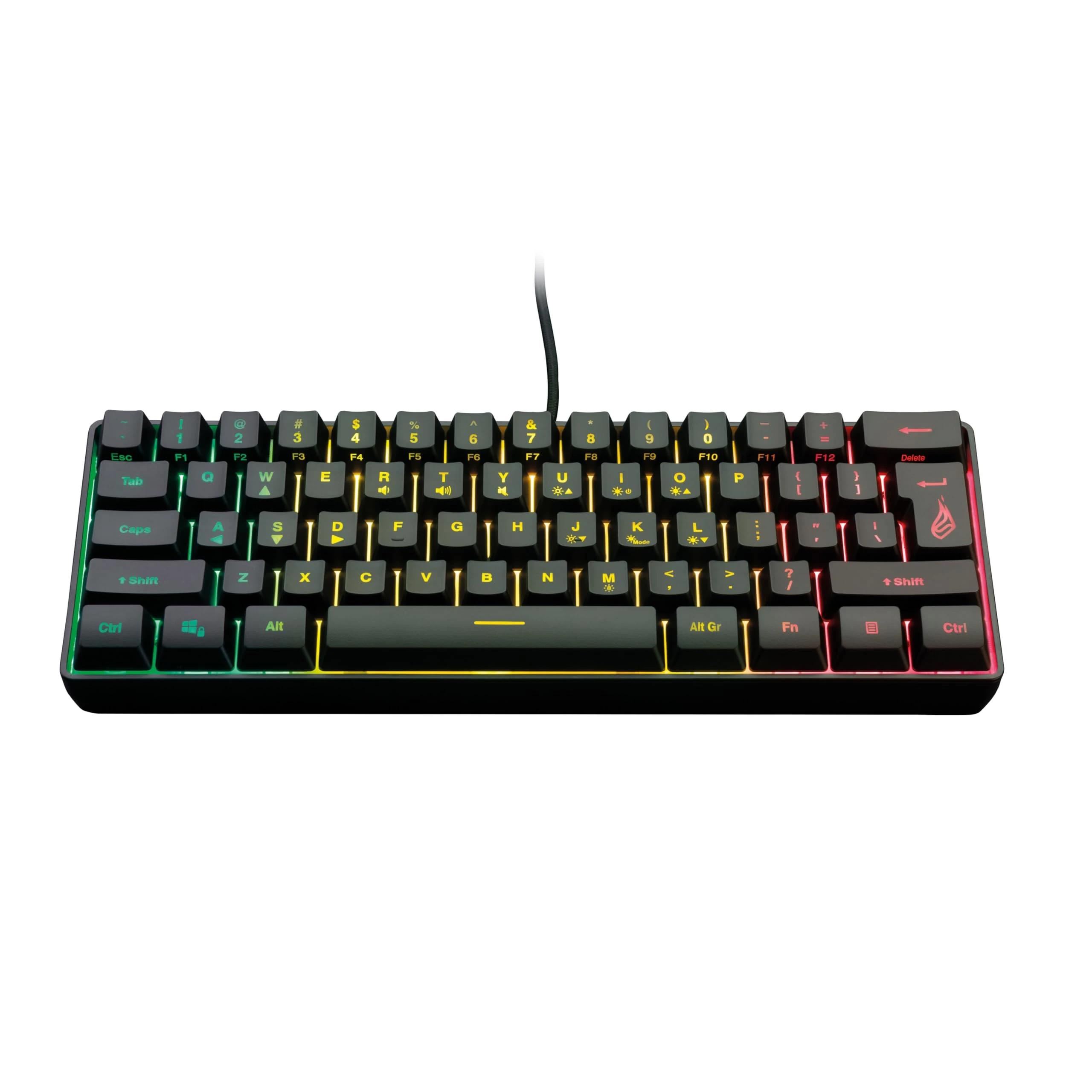 SureFire Kingpin X1 60% Gaming Keyboard, US English, Gaming Multimedia Keyboard, Small & Mobile, RGB Keyboard with Lighting, 25 Anti-Ghosting Keys, American Layout QWERTY