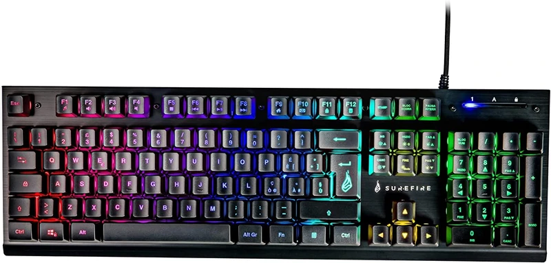 Surefire Kingpin X2 Gaming Keyboard Italian - Gaming Multimedia Keyboard with Lighting - RGB Keyboard with Aluminium Front Plate - 25 Anti-Ghosting Keys - Italian Layout QWERTY