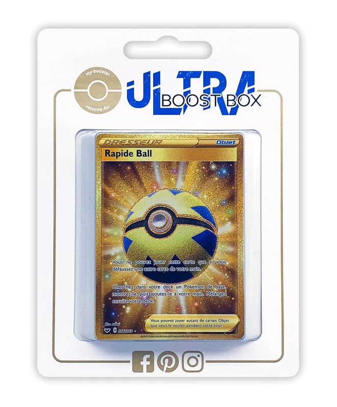 Rapide Ball (Quick Ball) 216/202 Shiny Gold Trainer - Ultraboost X Epée et Bouclier 1 - Box of 10 Pokemon French cards - Image 1