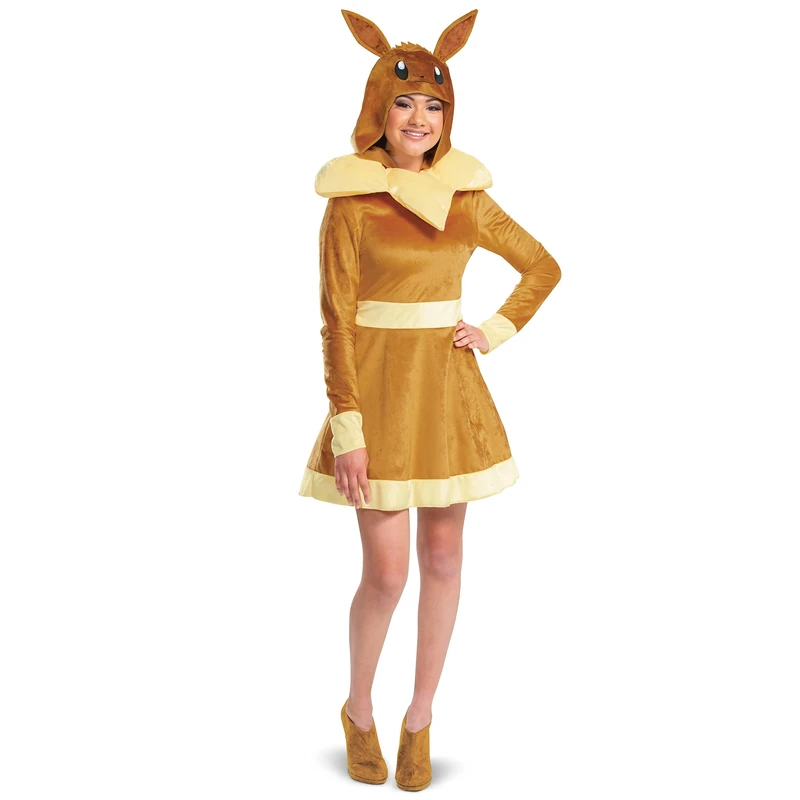 DISGUISE Eevee Costume, Official Pokemon Deluxe Adult Costume and Headpiece, Eevee, Extra Large (18-20)