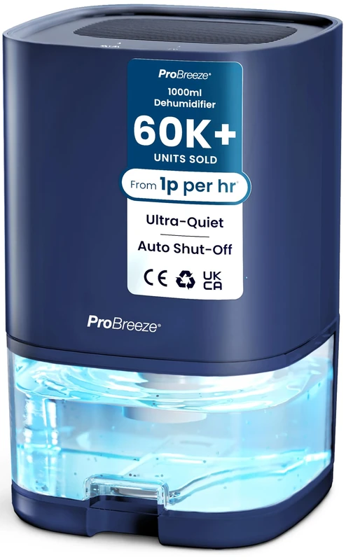 Pro Breeze 1000ml Dehumidifier - Quiet Portable with 4hr Timer & LED