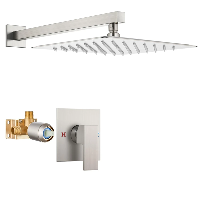 Airuida Shower Faucet Set,12 Inch Shower Valve Kit,Brushed Nickel