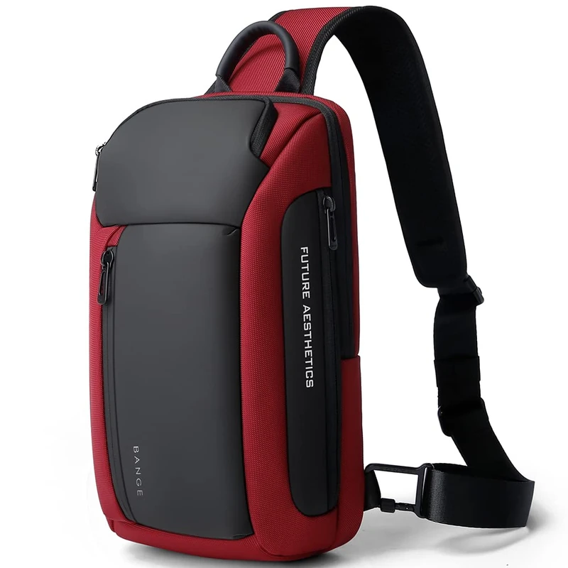 BANGE Sling Bag, Waterproof Men's Chest Bag Shoulder bags Crossbody Sling Backpack for Men Sling Backpacks 7566 red