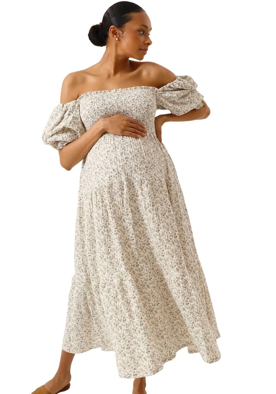 NOTHING FITS BUT Women's Classic Nursing Kiko Dress, Modal Muslin Kiko Maternity Gown, Casual Maternity Dress, ICHIKA wear, S