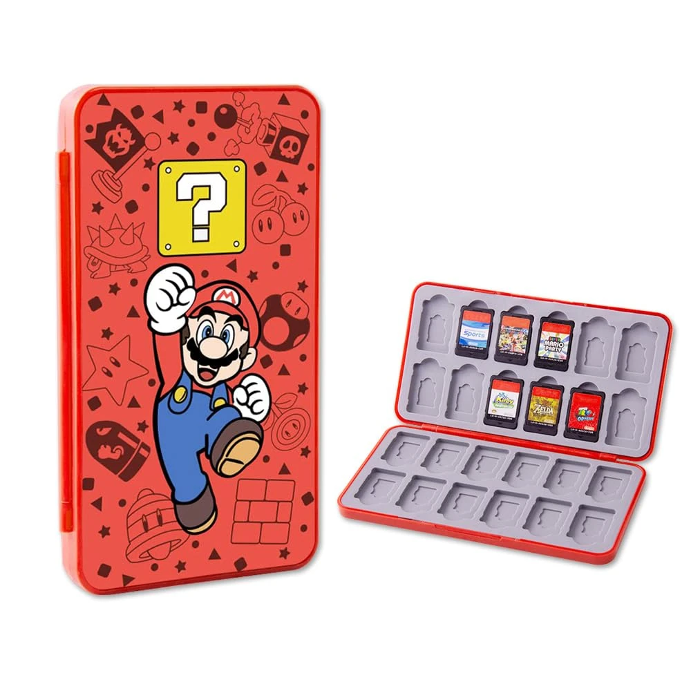 PERFECTSIGHT Cute Game Card Case for Nintendo Switch 2 & Switch Lite & OLED, 24 Game Holder Cartridge Case for Game Cards and SD Cards, Kawaii Portable Compact Storage Box (Red, 24 Slots)