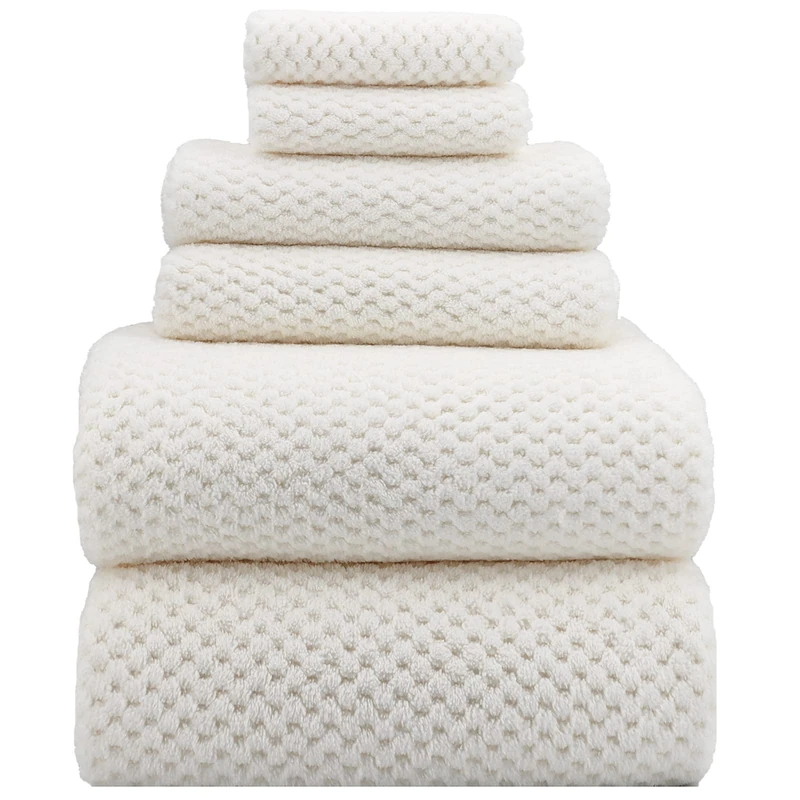 YTYC Towels,39x78 Inch Oversized Bath Sheets Towels for Adults Luxury Bath Towels Extra Large Sets for Bathroom Super Soft Highly Absorbent Microfiber Shower Towels 80% Polyester (White,6 Piece)