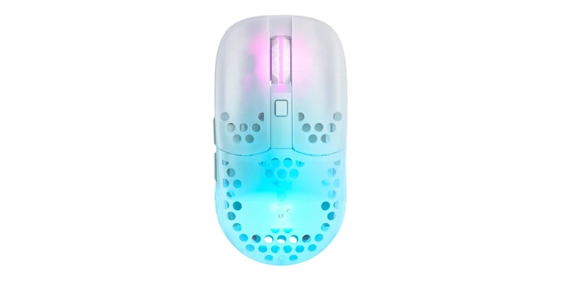 XTRFY MZ1 RGB Wireless Mouse, Unique Adjustable Shape, Designed by Rocket Jump Ninja, 2.4 GHZ lag-free wireless, Ultra-Light, Adjustable Weight Balance, Two Shell Sizes Included - White