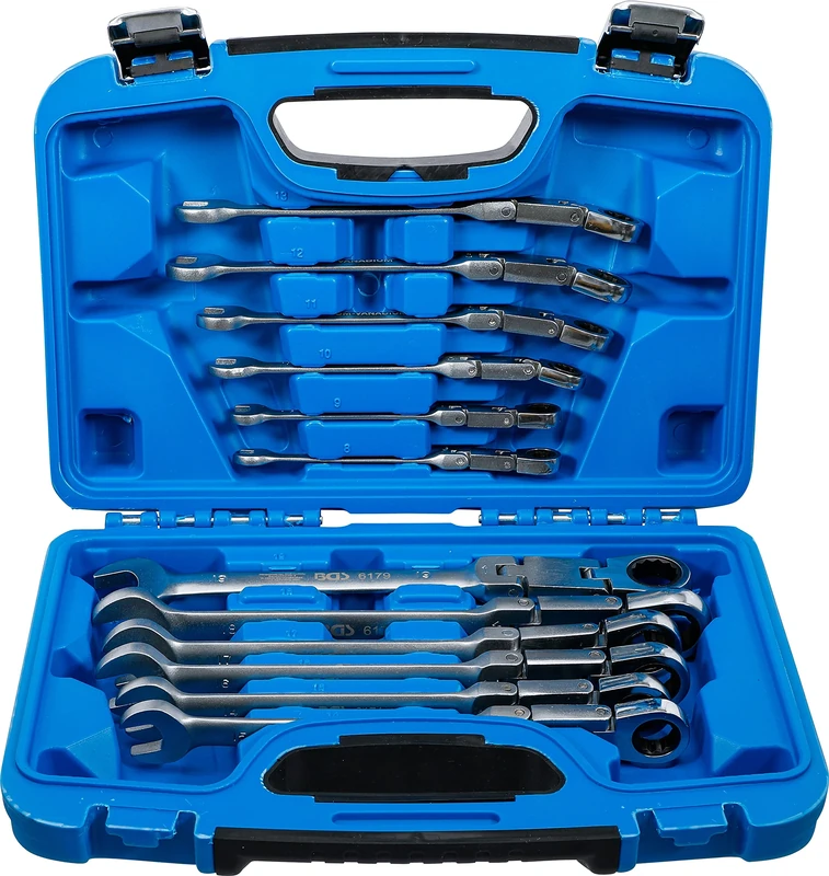 BGS 6180 | Double-Joint Ratchet Combination Wrench Set | adjustable | 8 - 19 mm | 12 pcs.
