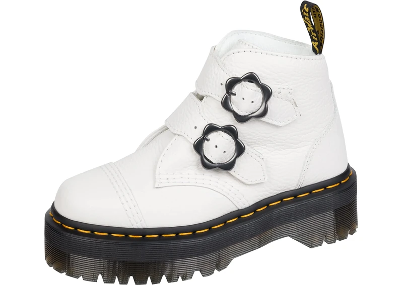 Dr. Martens Devon Flower, White Milled Nappa, 4 UK