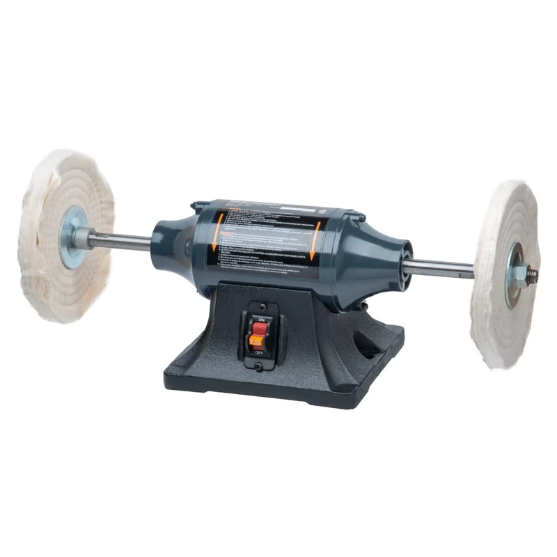 POWERTEC 8-Inch Bench Buffer Jewelry Polisher - Includes 2PCs 80Ply Thic Buffing Wheels | Slow Speed Long Shaft Benchtop Machine for Polishing Metal, Jewelry, Knives, Wood, Jade, and Plastic (BF800) - Image 1