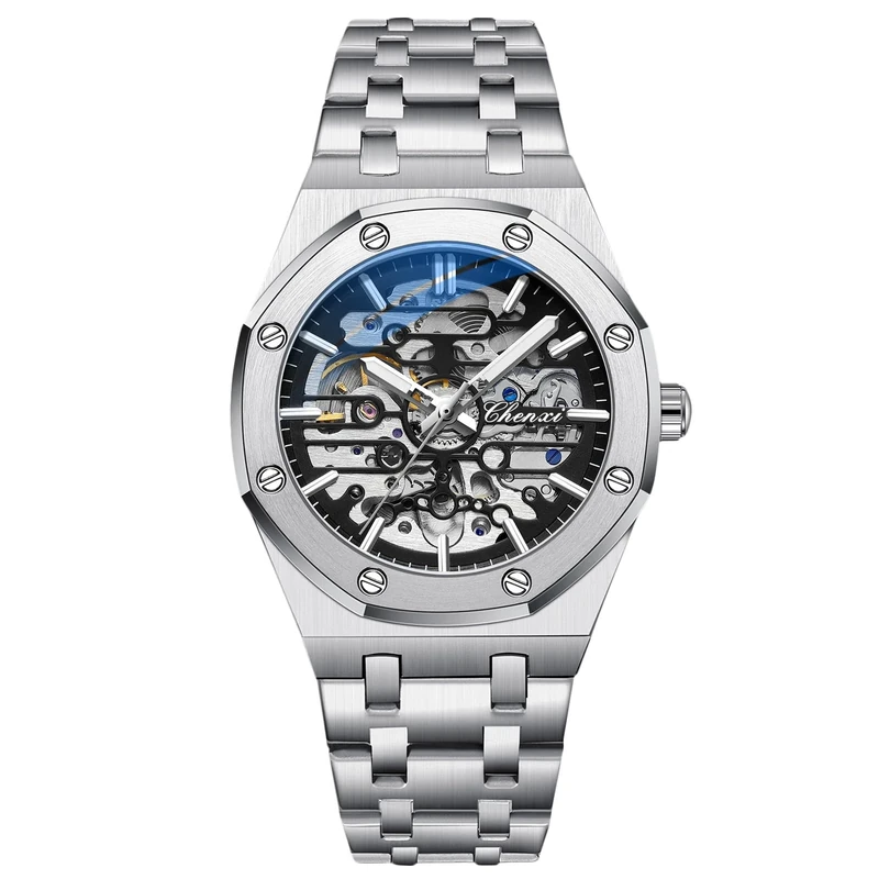 RORIOS Business Dress Automatic Watch - Luminous Hands, Steel Strap