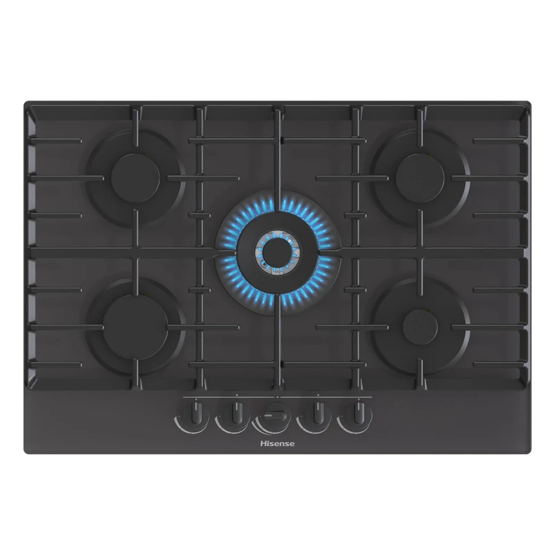 Hisense GG773B 75cm 5 burners built-in gas hob Tempered Glass Finish, Black