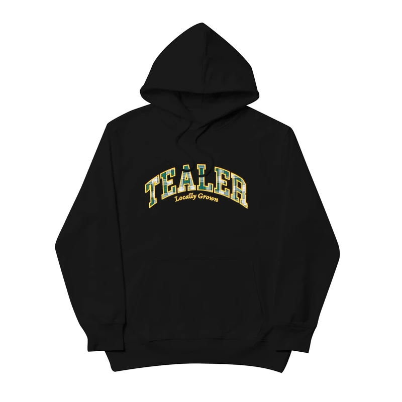 Tealer Men's Hoodie University Tartan Hooded Sweatshirt, Black, S