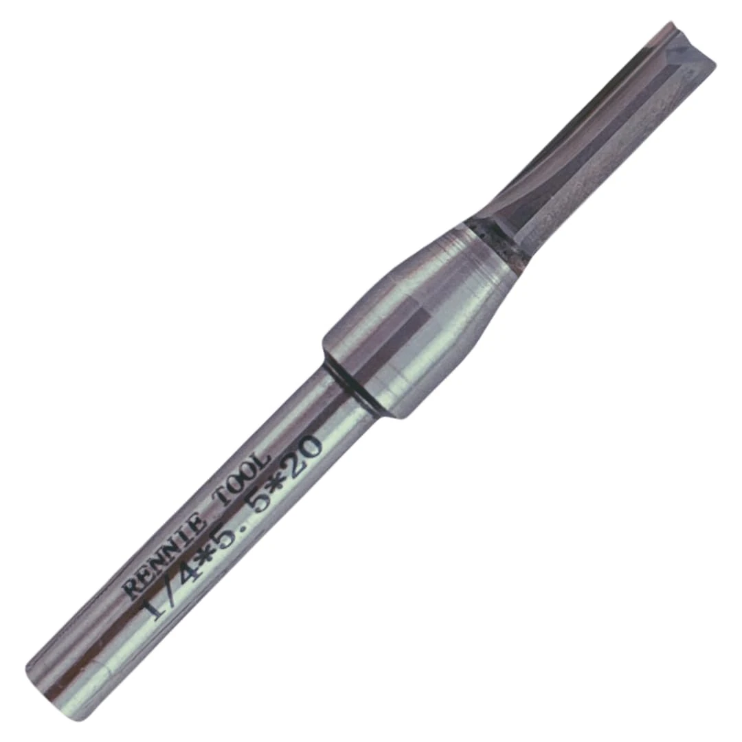 Rennie Tools - 5.5mm Cutting Diameter x 20mm Flute x 1/4" Shank TCT Tipped 2 Flute Straight Router Cutter Bit Compatible With Makita Bosch Trend Katsu Dewalt Router Etc. 5.5mm Router Bit