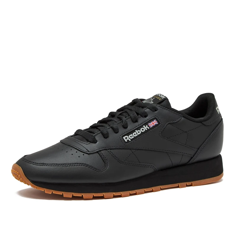 Reebok Men Classic Leather Sneaker, Core Black/Pure Grey 5/Reebok Rubber Gum-03, 4