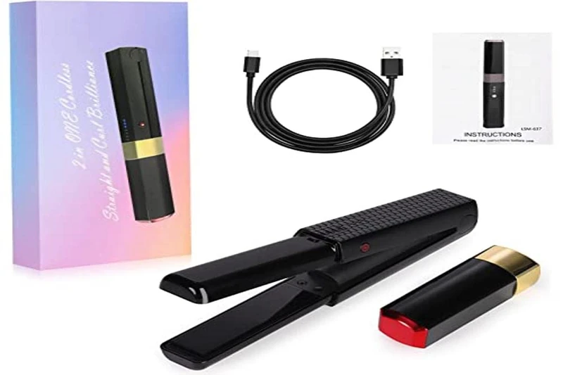 LiveGo Premium Ceramic Hair Straightener, Portable Wireless Hair Straightener (Black) - Image 1