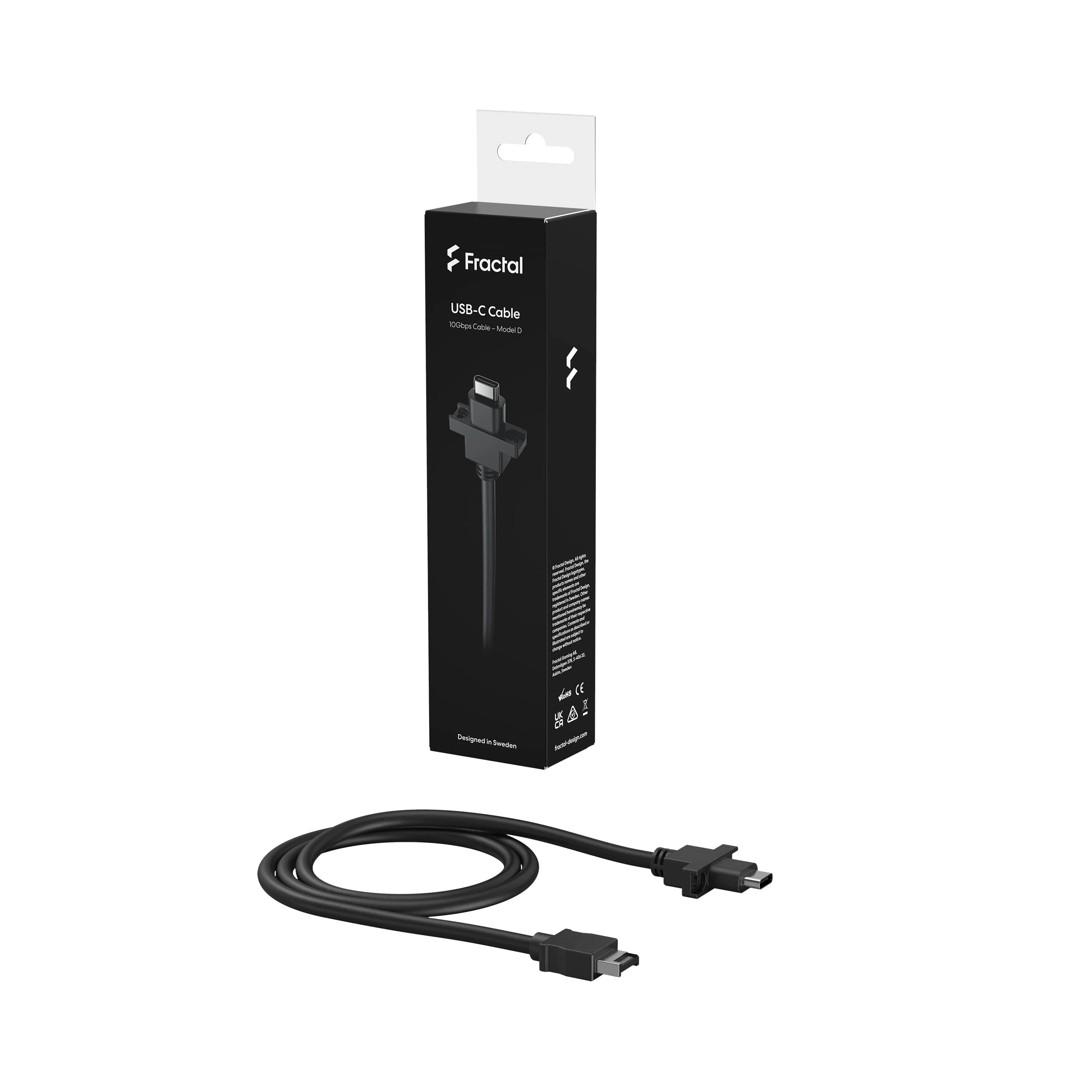 Fractal Design USB-C 10Gbps Cable Model D - Upgrade for Pop Series & Focus 2 Cases, High-Speed Data Transfer, Enhanced Connectivity