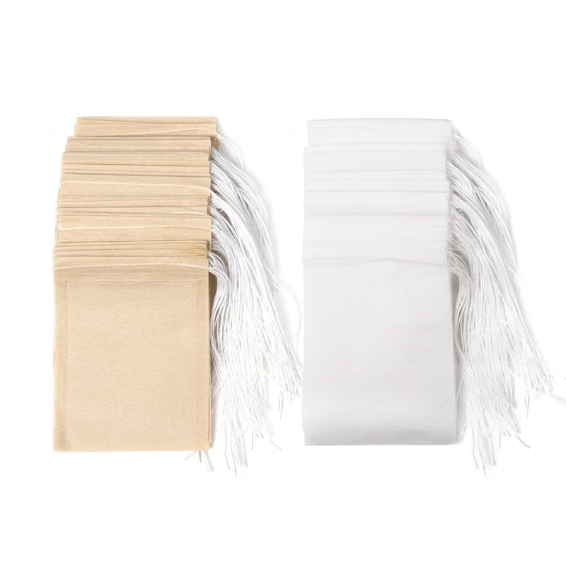 200PCS Disposable Tea Filter Bags, Carehabi Empty with Drawstring, for Loose, Muslin Bag (6 x 8 cm) (200PCS) - Image 1