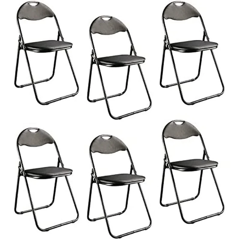 HAKU Möbel Set of 6 Folding Chairs Black, Back Upholstered, Seat Upholstered, Steel - Size: W 44 cm X H 80 cm X D 47 cm, Style: Modern
