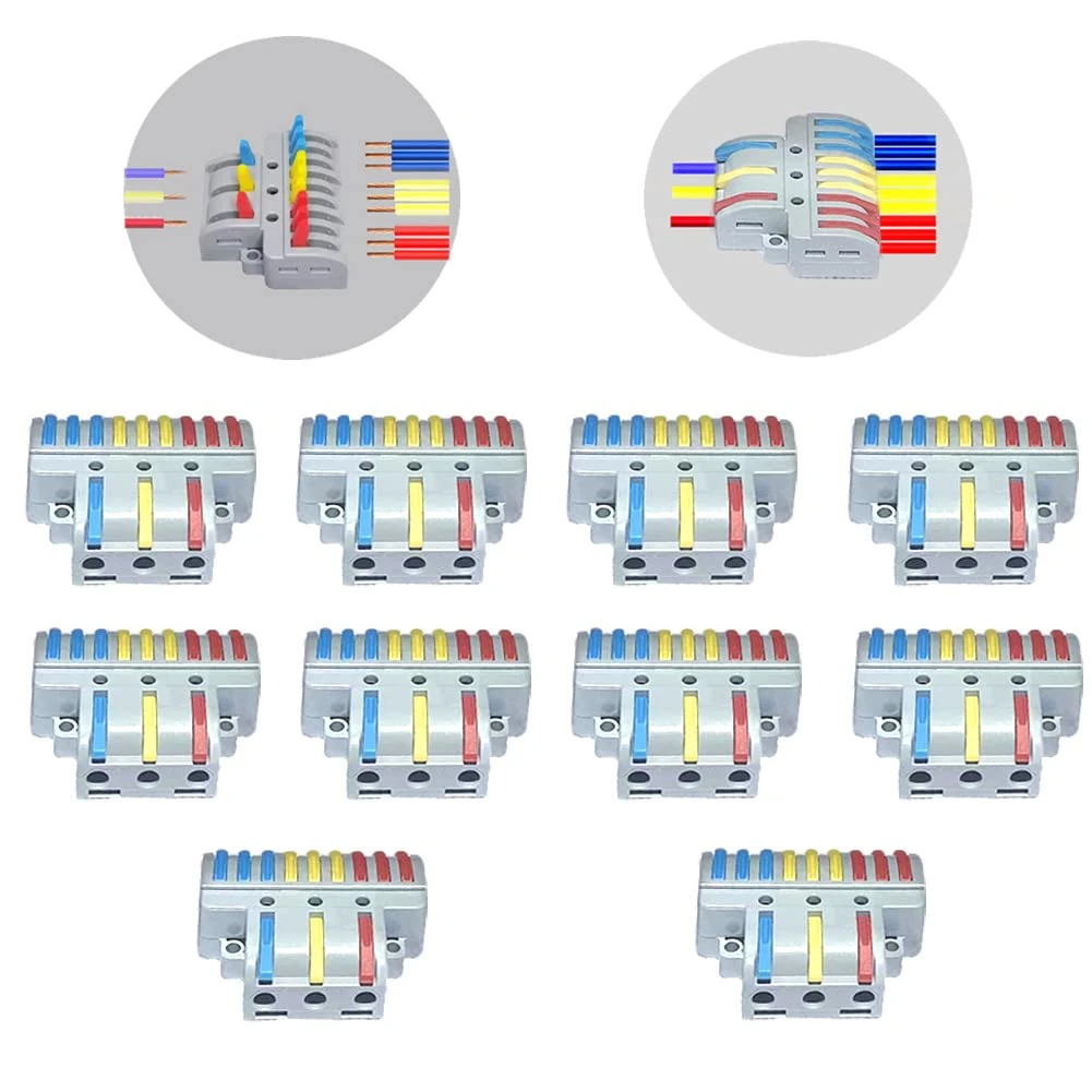 10PCS Compact Wire Connectors,Terminal Blocks, Electrical Connector Blocks, 3 in 9 Out Quick Electrical Terminals