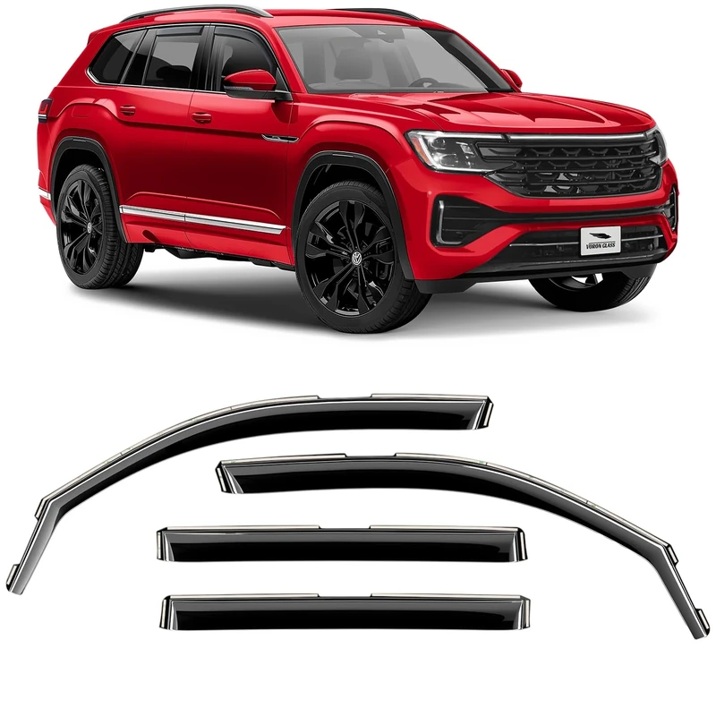 Voron Glass in-Channel Extra Durable Rain Guards for Volkswagen Atlas 2018-2022, Window Deflectors, Vent Window Visors, 4 Pieces - 200256