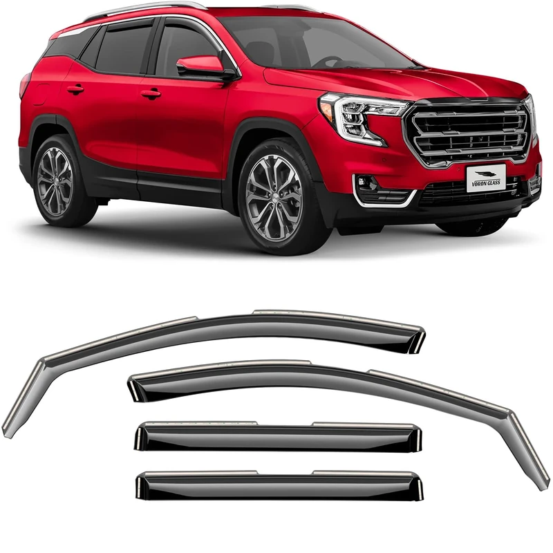 Voron Glass in-Channel Extra Durable Rain Guards for GMC Terrain 2018-2023, Window Deflectors, Vent Window Visors, 4 Pieces - 200255