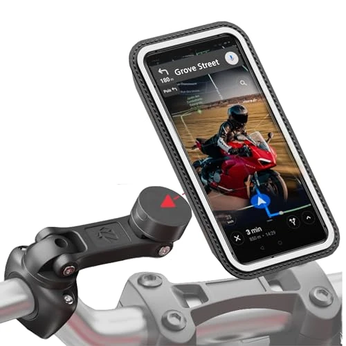 Shapeheart - Magnetic motorbike phone holder Pro with extensor, Anti vibration, Waterproof motorcycle handlebar phone mount, 360° orientation