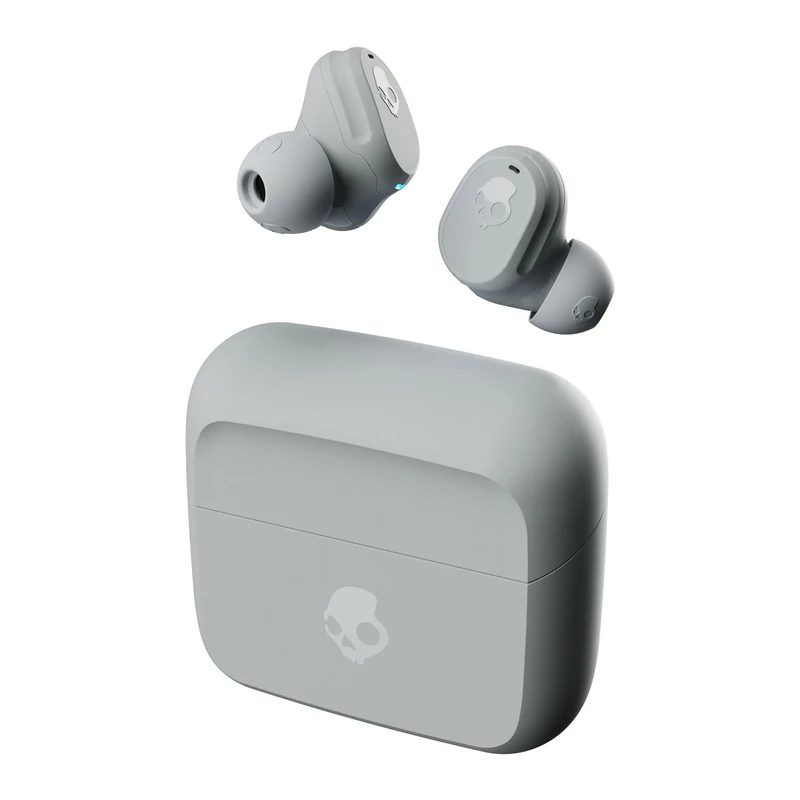 Skullcandy Mod Wireless Earbuds, Bluetooth Headphones, Up to 32 Hours Battery, Noise Isolating Fit, Sweat and Water Resistant, Microphone for iPhone Android - Light Grey/Blue