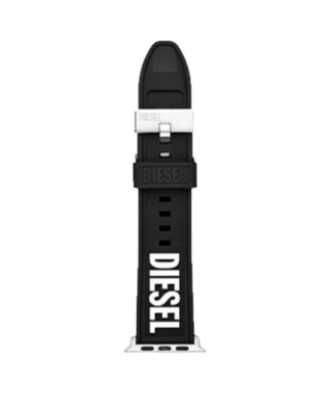 Diesel Band Compatible with Apple Watch, 42/44/45/49 mm - 24 mm Black Silicone, DSS0011