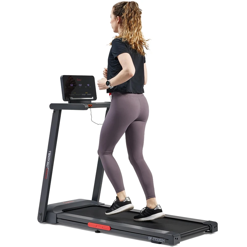 Sunny Health & Fitness Folding Treadmill for Home, Portable Walking Treadmills for Office, Slim Quiet Running Machine with LED Display & Free SunnyFit App Bluetooth Connection