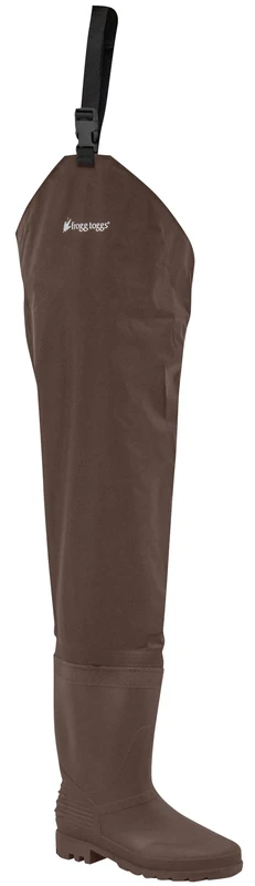 FROGG TOGGS Rana II PVC Bootfoot Hip Wader, Cleated or Felt Outsole, Brown Cleated, 11