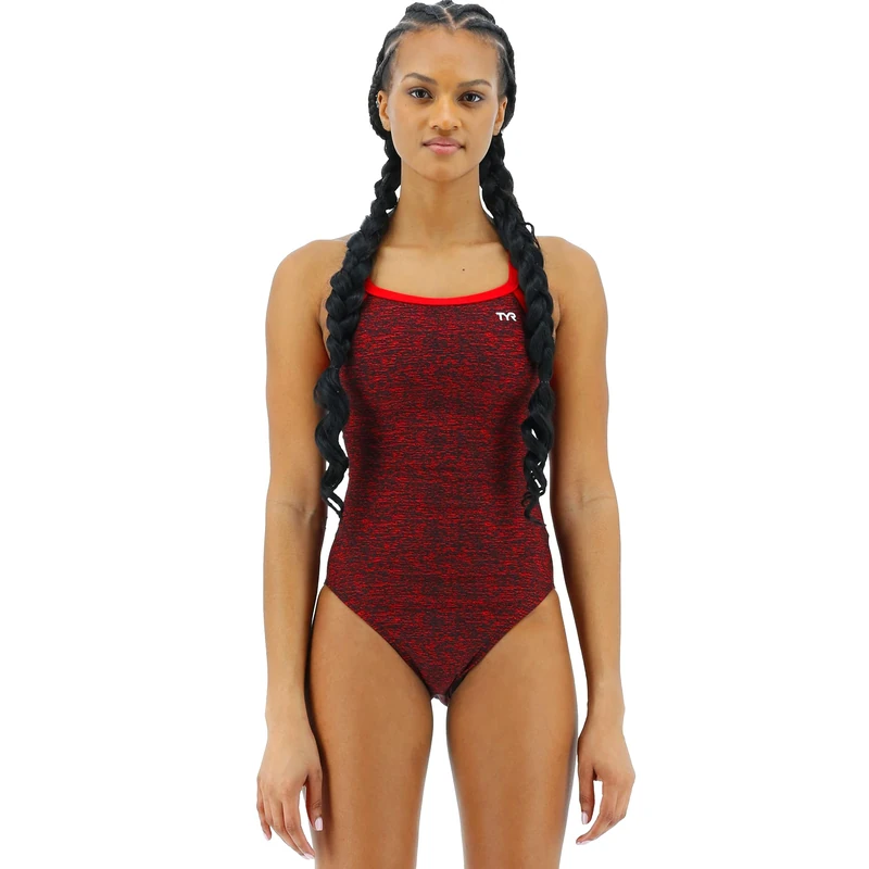 TYR Women's Durafast Elite Diamondfit Swimsuit One Piece, Red Lapped, 30