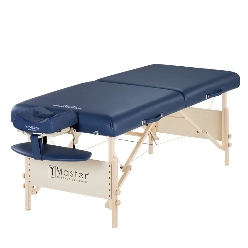Master Massage 30" Coronado Pro Massage Table in Royal Blue w/Light Natural wood