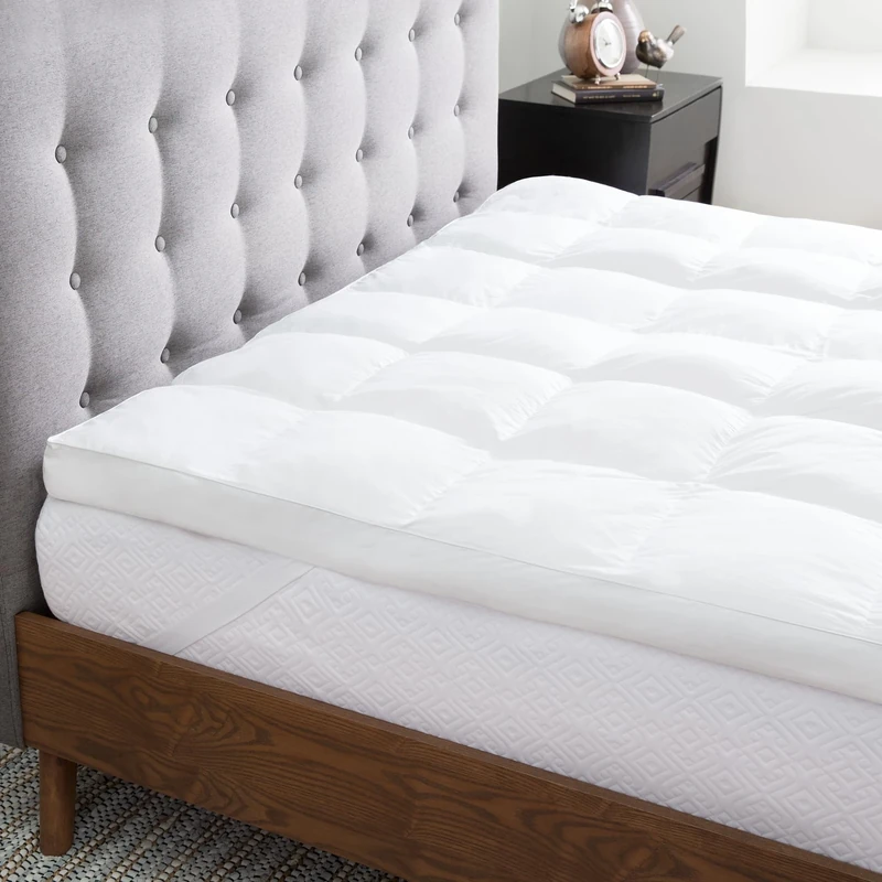 LUCID Ultra Soft 7.5cm Microfiber Mattress Topper Super King (180 x 200 cm) – 3 inch thick – Breathable Cotton Percale Cover – Secure Straps – Quilted Mattress Pad, White