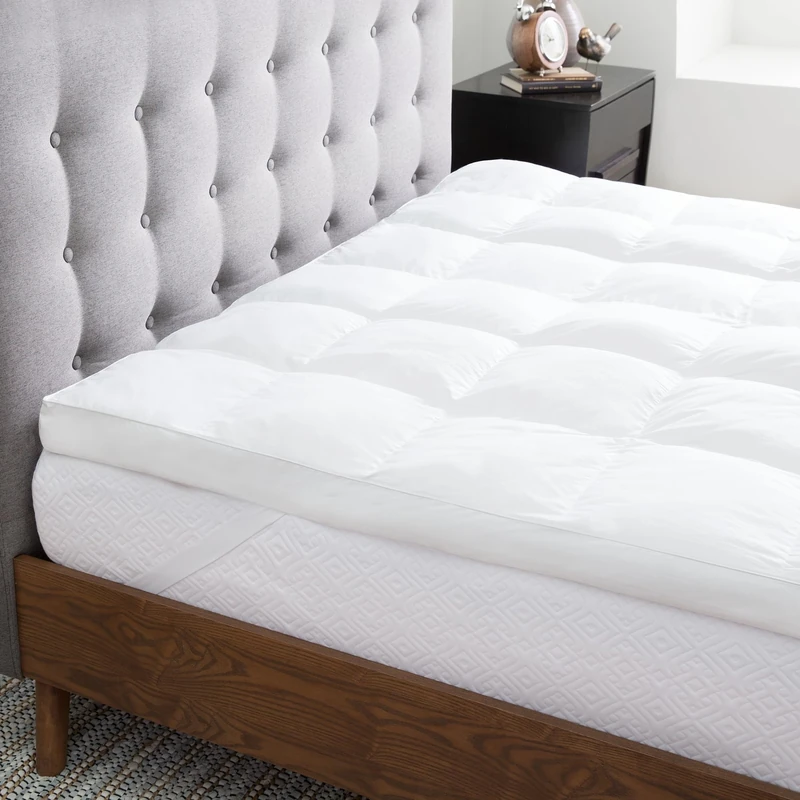 LUCID Ultra Soft 7.5cm Microfiber Mattress Topper King size (150 x 200 cm) – 3 inch thick – Breathable Cotton Percale Cover – Secure Straps – Quilted Mattress Pad, White