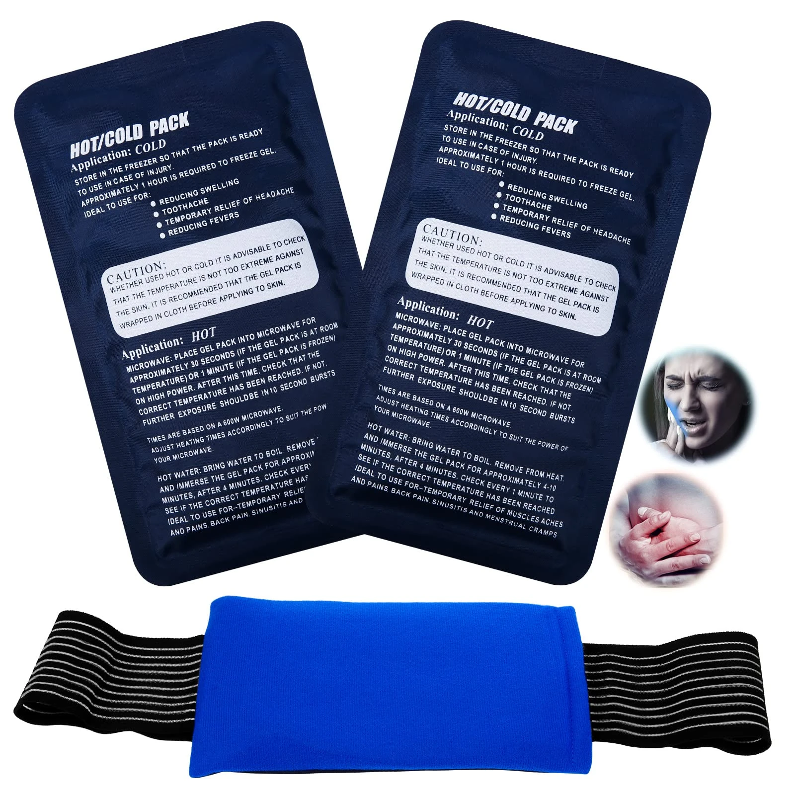 Ice Packs for Injuries Reusable(3 Piece Set),Gel Hot & Cold Ice Packs,Joint Pain, Muscle Pain, Ice Packs with Adjustable Straps, Treat Arms, Shoulders, Knees, Legs Back and More
